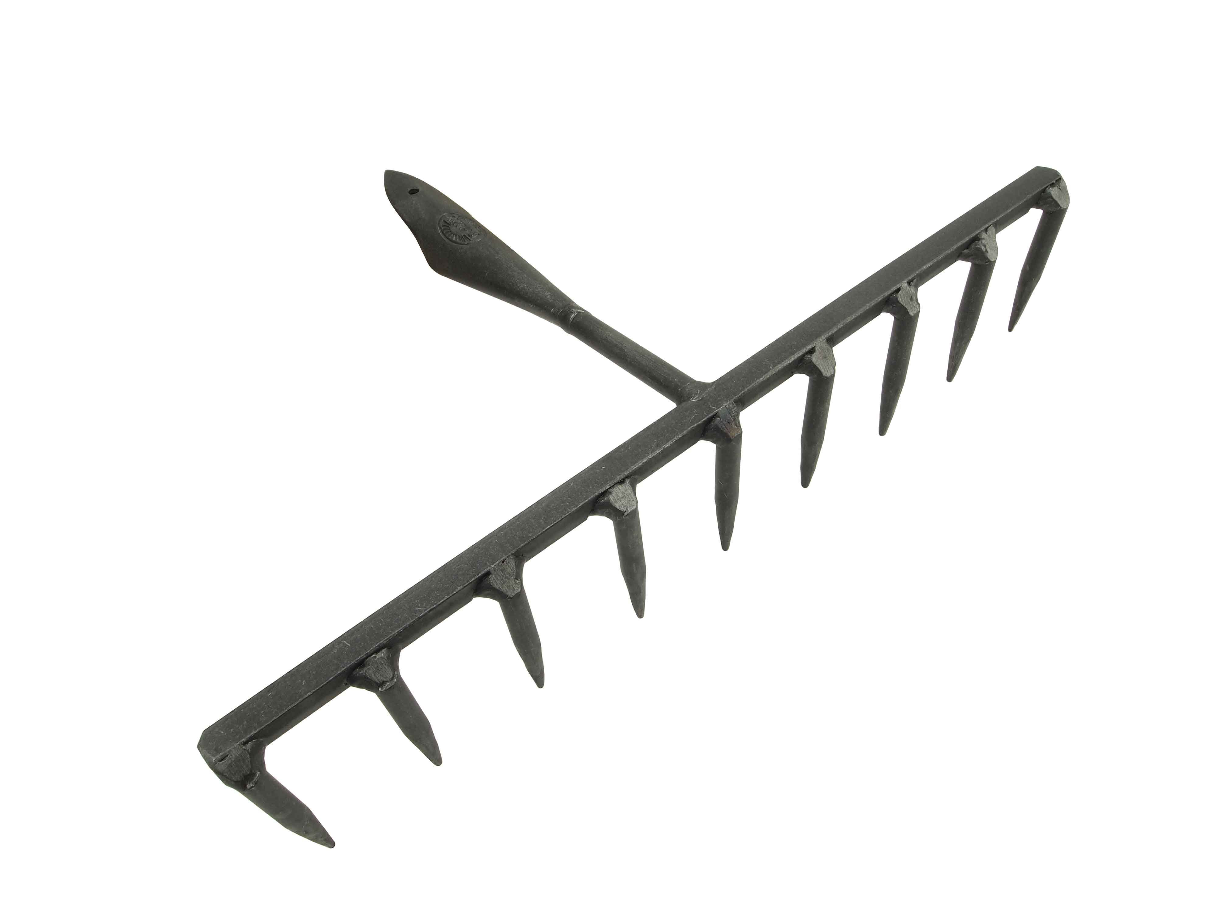 Veggy garden seeding rake with 9 round forged tines. Head only